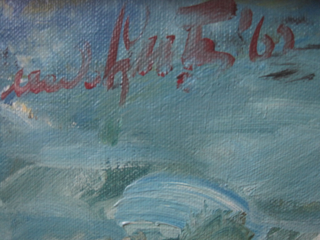 1229 GROOT 1965 expressionistisch olieverf "huis in bomenlandschap" gesigneerd  kopen? Bied vanaf 1!