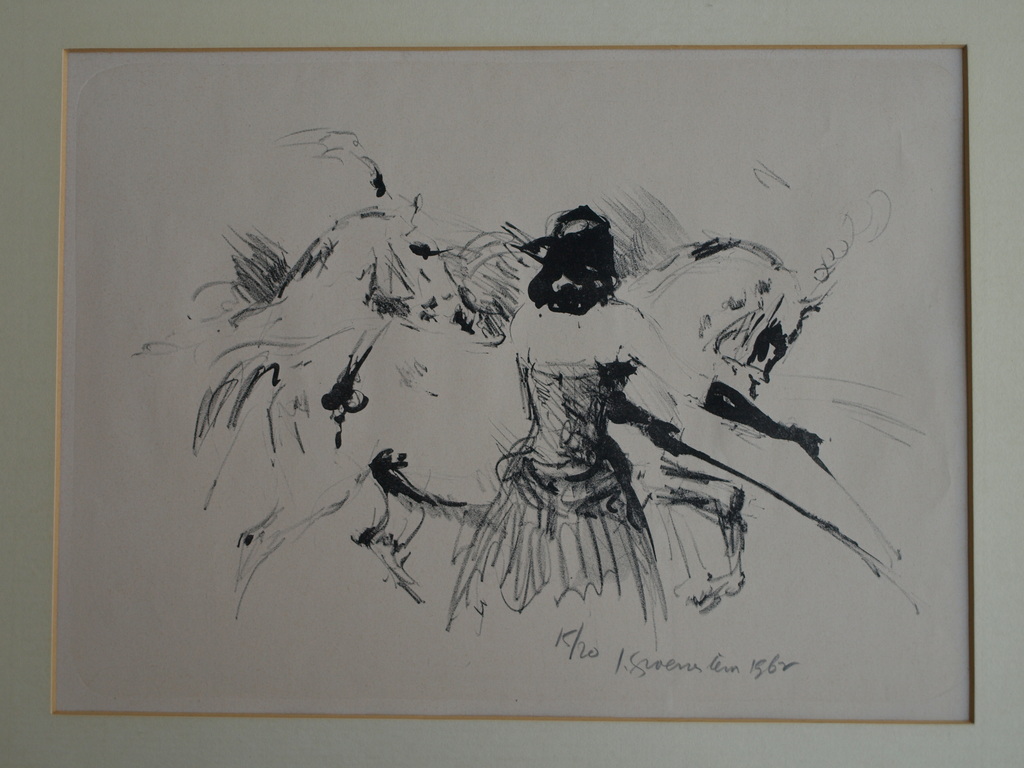 Jan Groenestein : Litho , Circuspaarden – gesigneerd & Ingelijst - 1962 kopen? Bied vanaf 100!