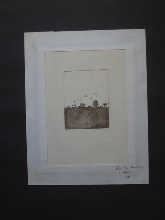 gesigneerde vroege (1973) 1973minimalistische ets van Thea van den Bergh (1939)  kopen? Bied vanaf 1!