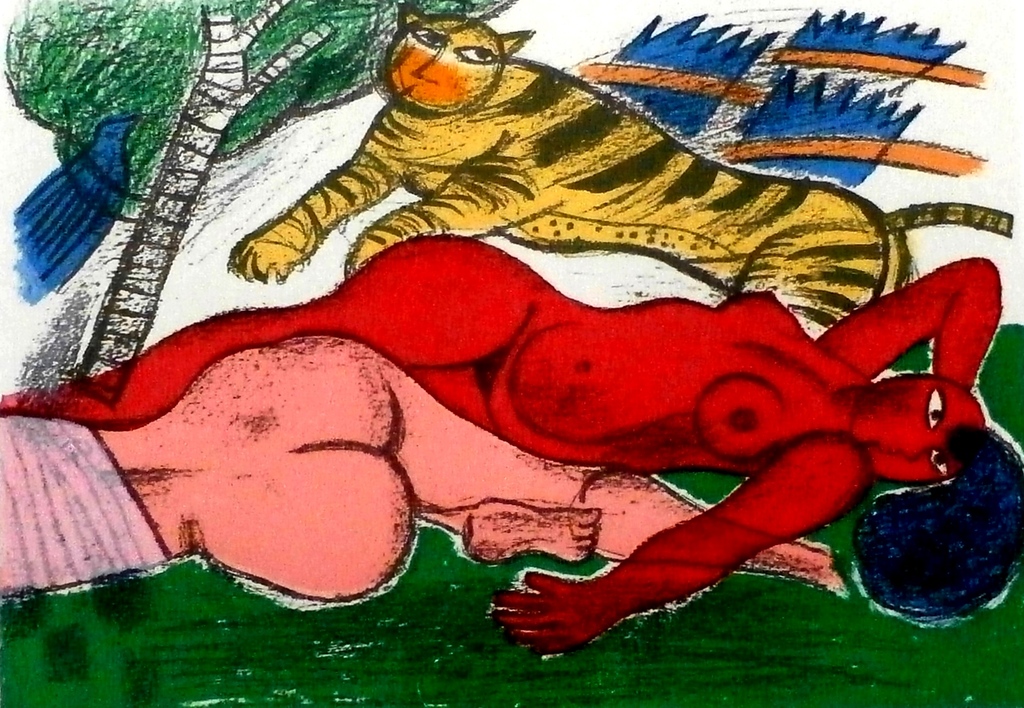 Corneille - ingelijste litho: Les Tigres amoureux 2 - 1987 kopen? Bied vanaf 199!