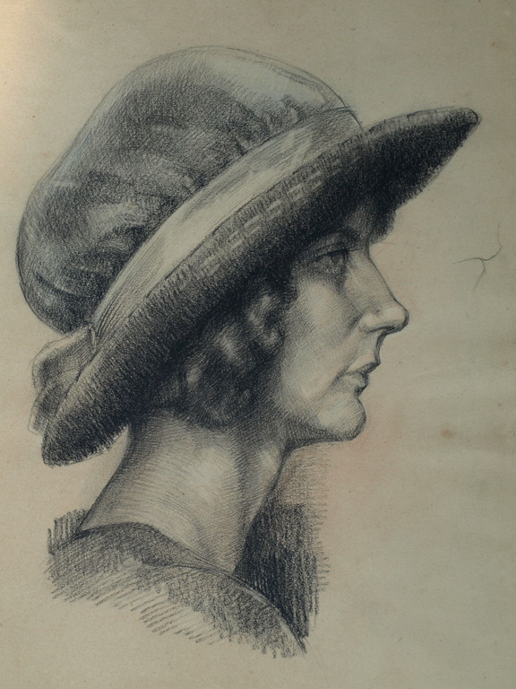 Elias Smalhout : Tekening , Bregtje met hoed – ca 1920  kopen? Bied vanaf 1!