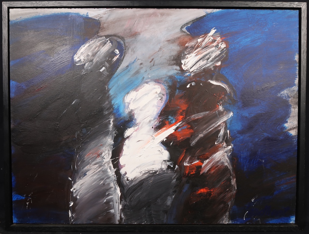 Michiel Czn Dhont; abstracte voorstelling van drie figuren, olieverf op paneel kopen? Bied vanaf 1!