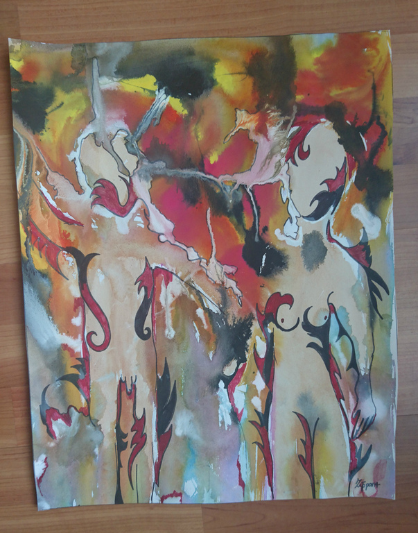 Zippora Meijer  Burning Desire For My Muse  acrylinkt op 220 grams aquarelpapier kopen? Bied vanaf 1!