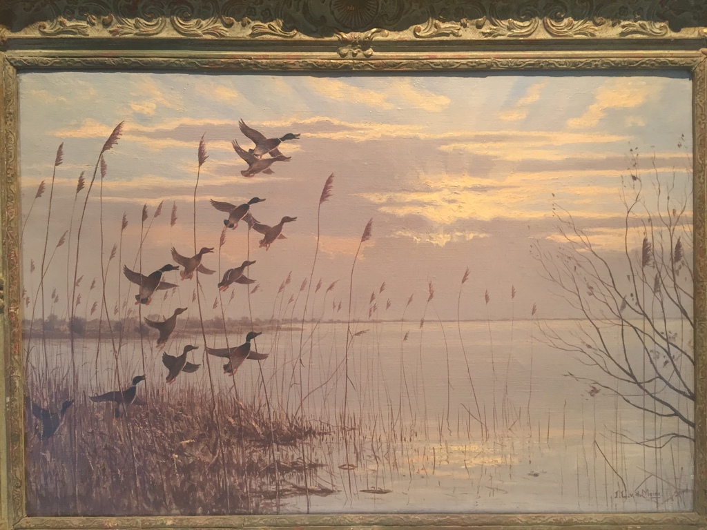 J.L. van der Meide, olie op doek, opvliegende eenden aan de plas kopen? Bied vanaf 1!