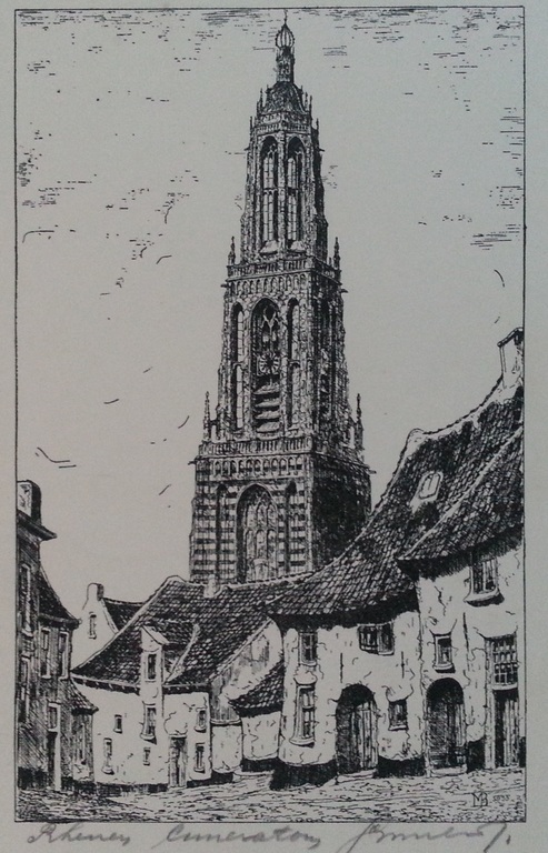 Cunerakerk Rhenen - ets, hand gesigneerd kopen? Bied vanaf 25!