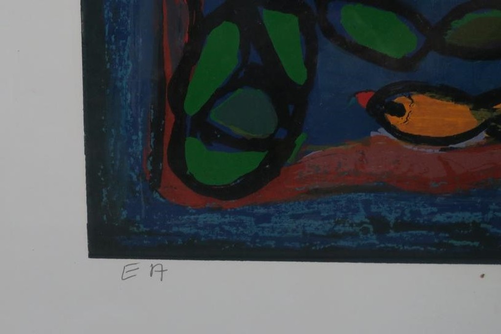 Giovanni Vetere: Zeefdruk, Vrouw met kinderen en vissen - Ingelijst (Groot) kopen? Bied vanaf 120!