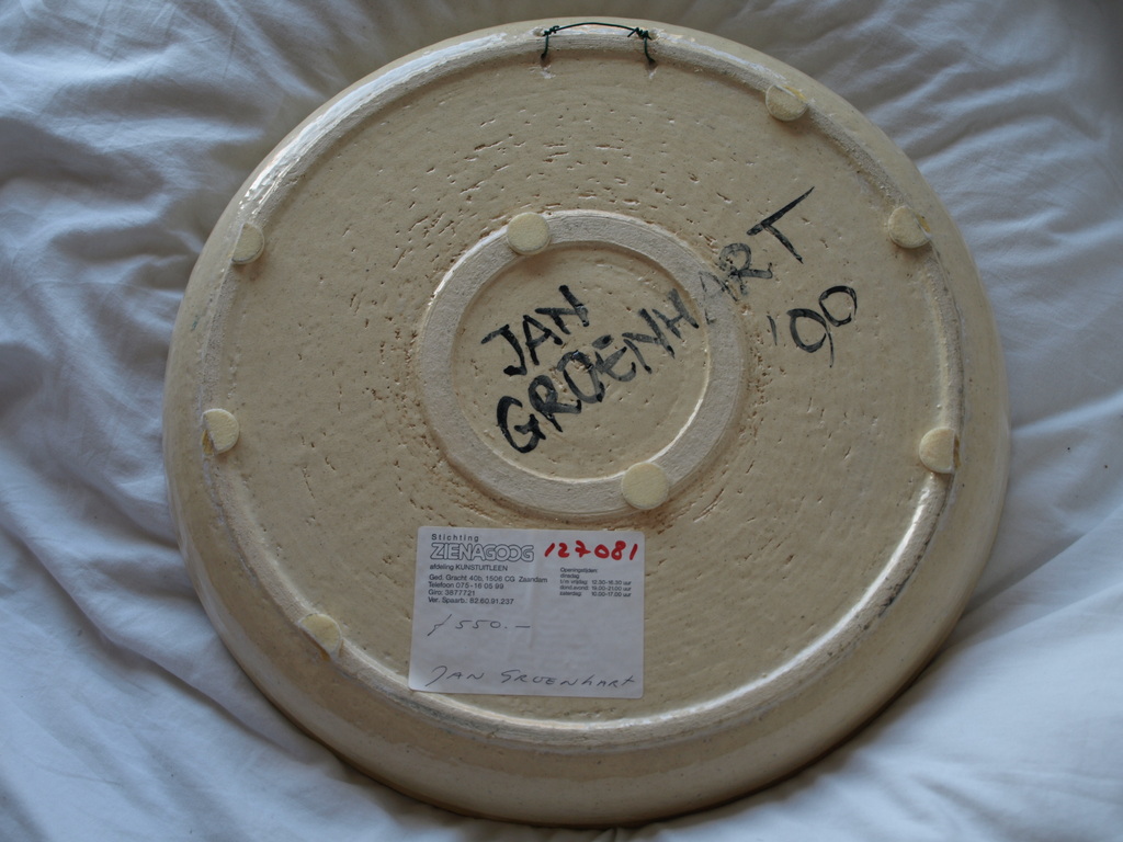 JAN GROENHART (1952) - gesigneerde schildering op aardewerk – Pakhuis-1990  kopen? Bied vanaf 75!