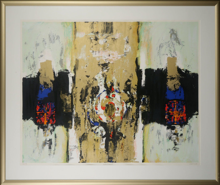 Hans Vanhorck: Zeefdruk, Axis mundi - Ingelijst (Groot!) kopen? Bied vanaf 80!