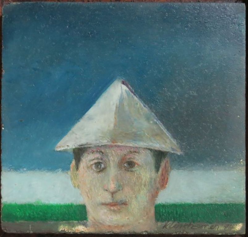 Joop Klinkhamer, olieverf op paneel: Mannenkop met puntmuts kopen? Bied vanaf 150!