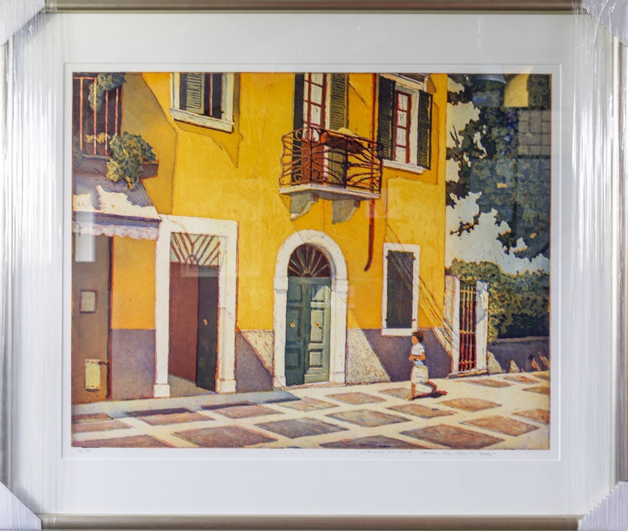 Marcel Schellekens kleuren ets - 2005 - ingelijst groot. kopen? Bied vanaf 150!