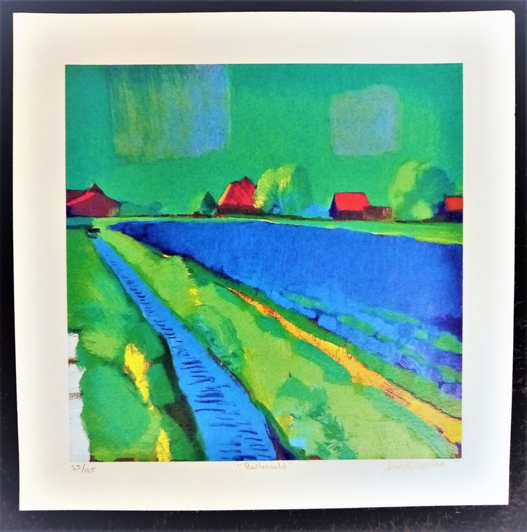 Popma Jentsje,Zeefdruk op papier,Bolleveld,Handgesigneerd verkocht voor € 75!