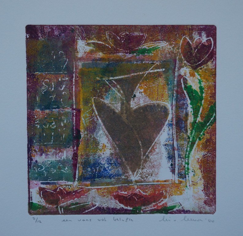 Lia van Leeuwen - gesigneerde ets - een vaas vol belofte  kopen? Bied vanaf 1!