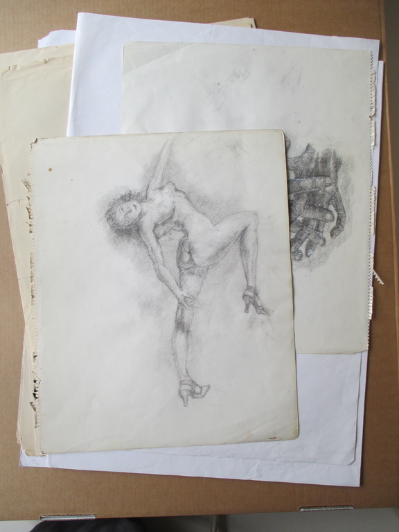 Onbekend, ca 35 schetstekeningen, naaktstudies verkocht voor € 85!