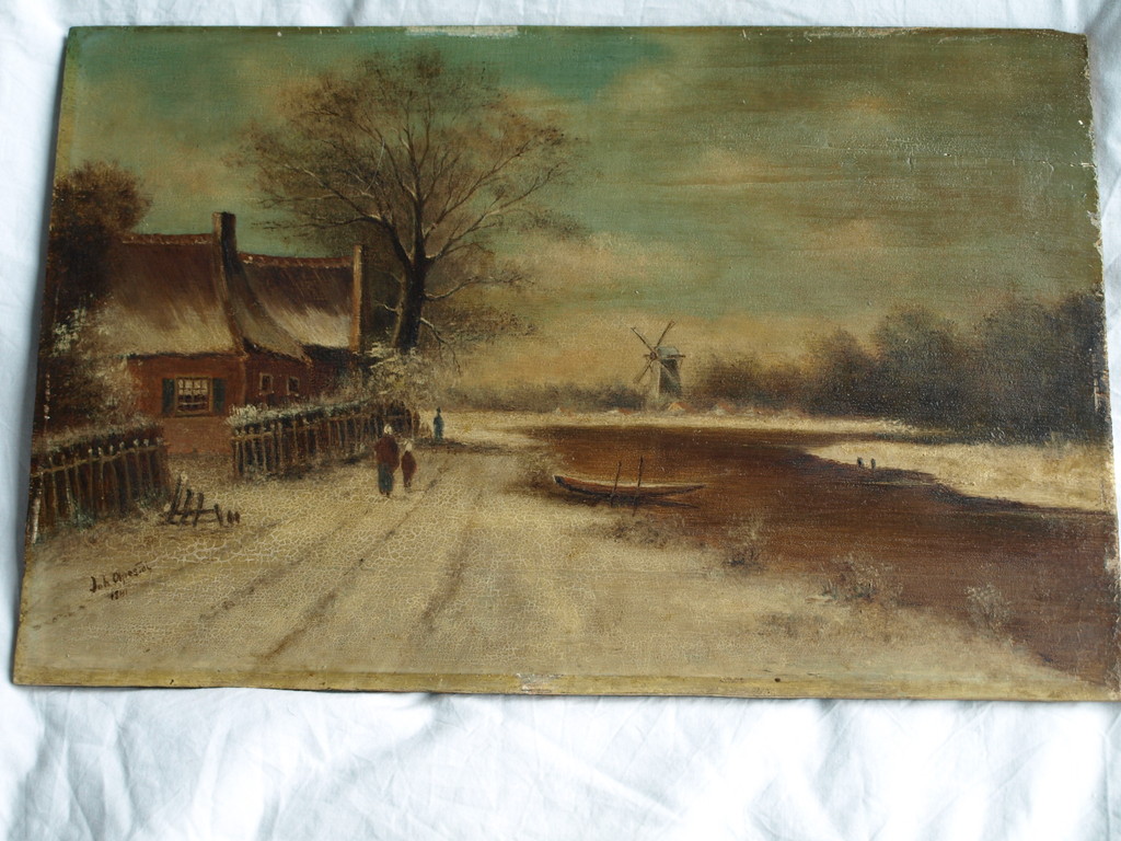 Onbekend : Olieverf op paneel – Winterlandschap – gesigneerd - 1841 kopen? Bied vanaf 1!