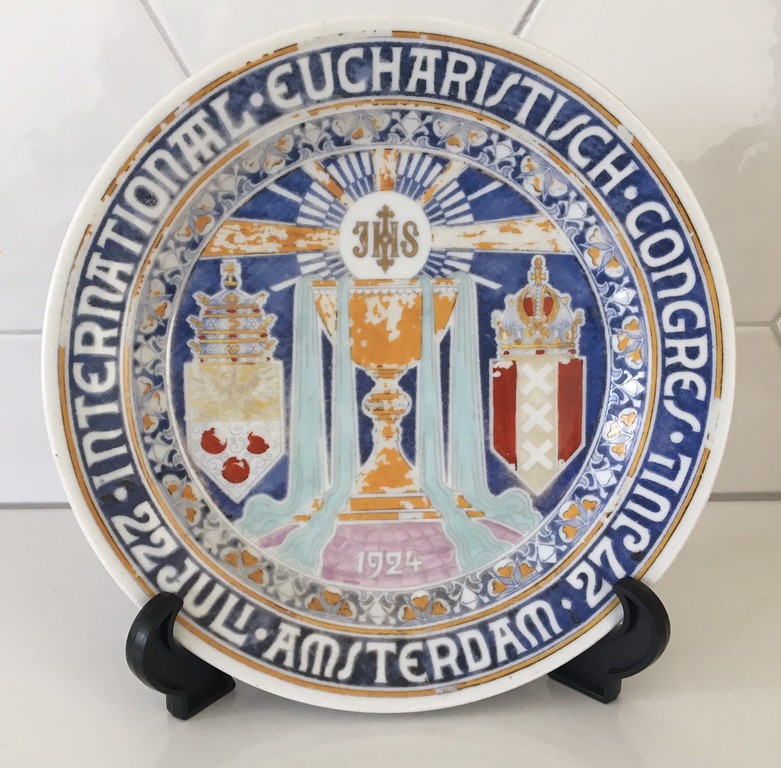 Mosa - Art deco bord int. Euharistisch congres 1924 in Amsterdam kopen? Bied vanaf 1!