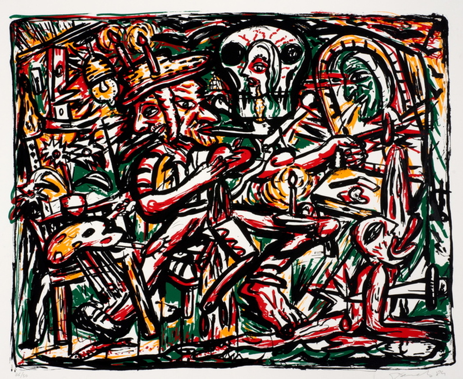 Fred Bervoets, Zonder titel - kleurenlithografie, 1984, gesigneerd, oplage 50 verkocht voor € 320!
