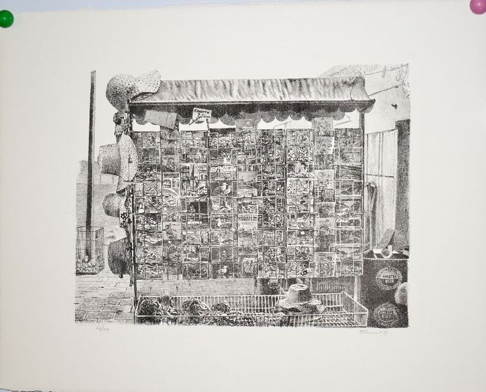 Lithografie Marktkraam van onbekende kunstenaar 'Clement'(?) kopen? Bied vanaf 1!