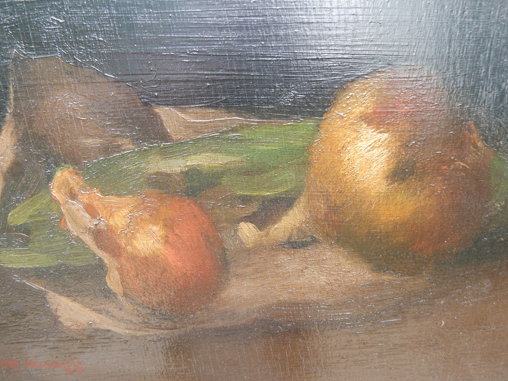 Joop Kropff, stilleven, ui en peer, gesign. olieverf op doek kopen? Bied vanaf 150!