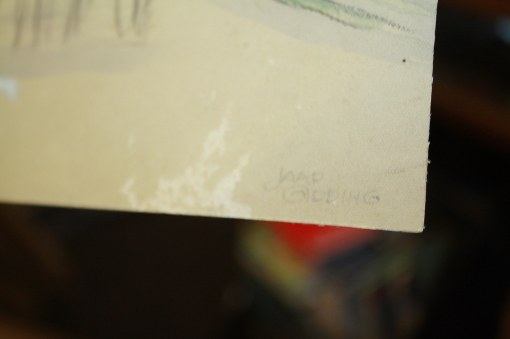 JAAP GIDDING  - AQUAREL TUIN IN DE WINTER  - VROEG WERK kopen? Bied vanaf 50!