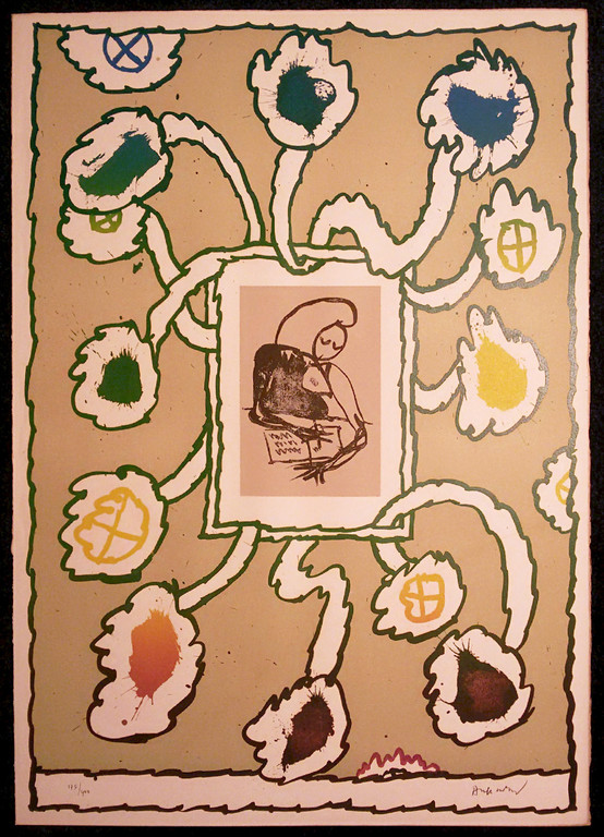 Pierre Alechinsky - Compositie met schrijvend meisje, litho kopen? Bied vanaf 300!