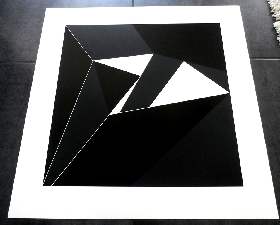 Marcel Verdren - Zeefdruk: geometrische compositie: Espace noir kopen? Bied vanaf 75!