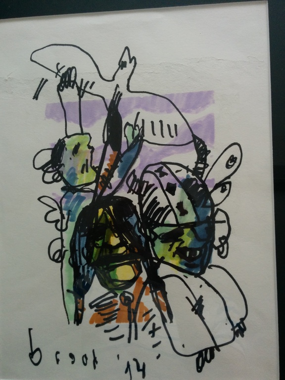 Herman Brood originele grote tekening 1994 met lijst en certificaat TOPWERK verkocht voor € 475!