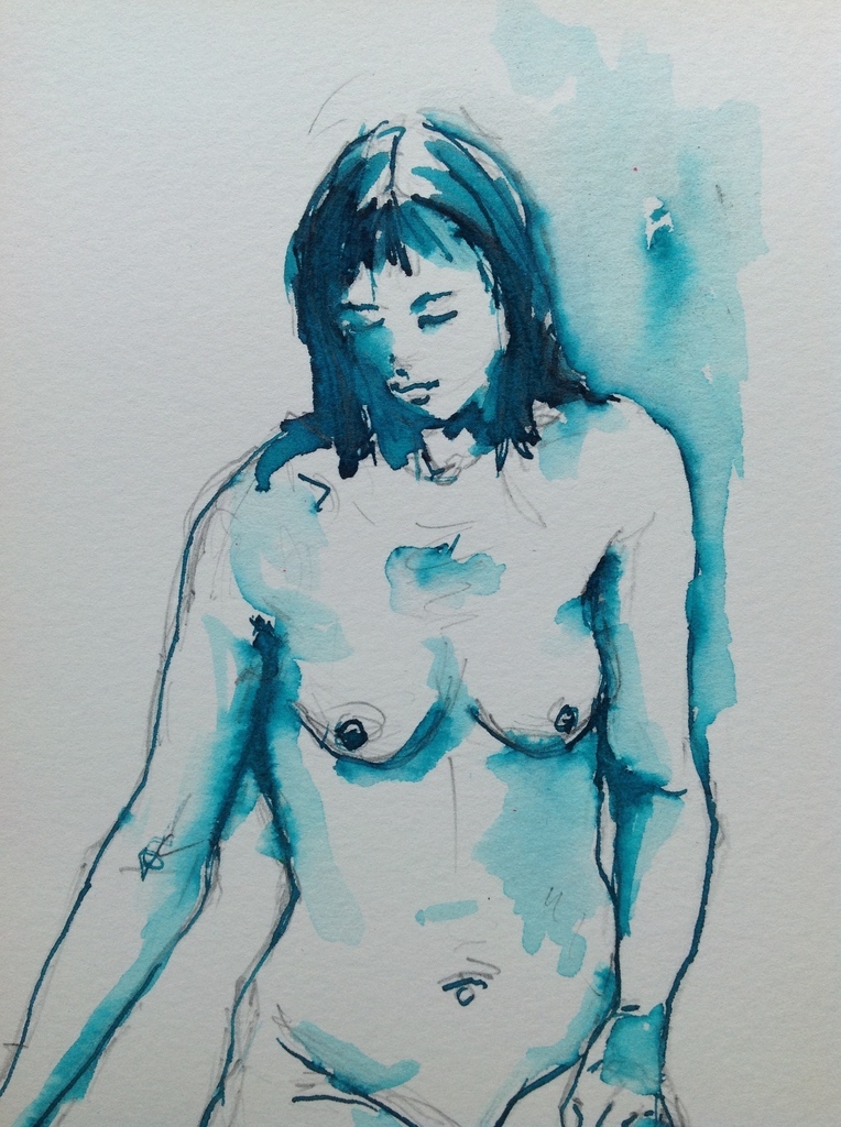 Pauline Wood,Origineel aquarel en pentekening,Nude Female kopen? Bied vanaf 40!
