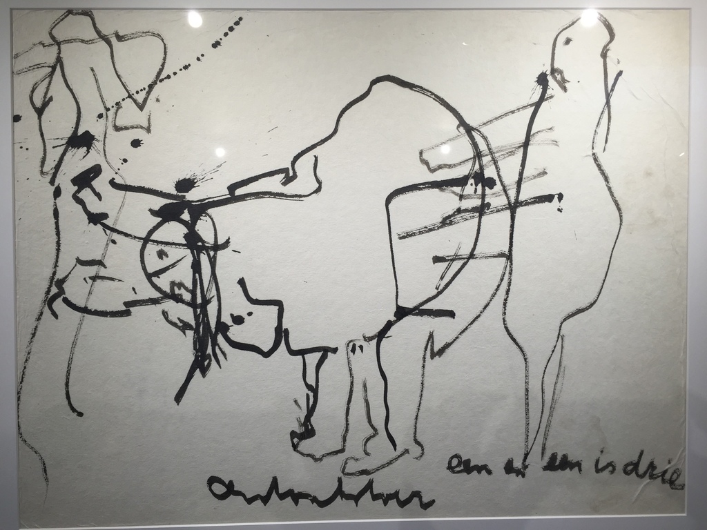 ANTON HEYBOER tekening op dik molen papier Titel: een en een is drie kopen? Bied vanaf 1!