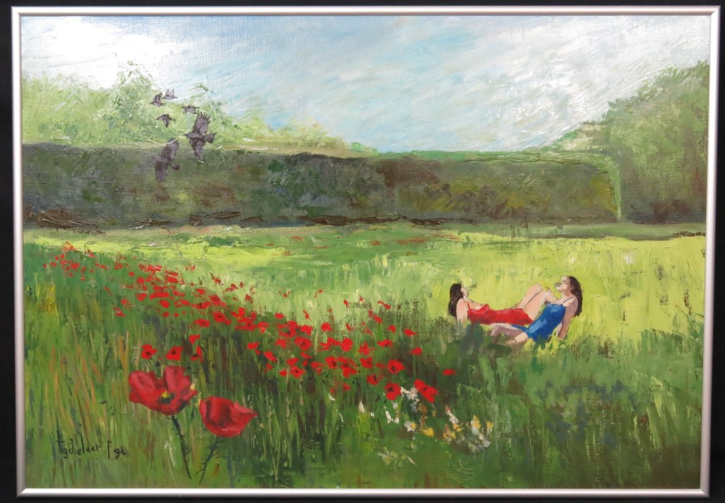 Andre Tigchelaar: Olieverf op Doek, Zomerdag - Ingelijst (groot) kopen? Bied vanaf 1!