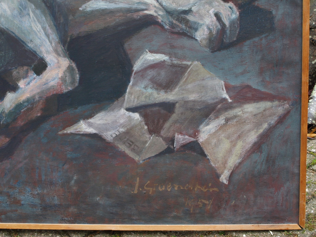 Jan Groenestein : Olieverf op doek , Liggend paard – 150 x 200 cm - 1951 kopen? Bied vanaf 750!