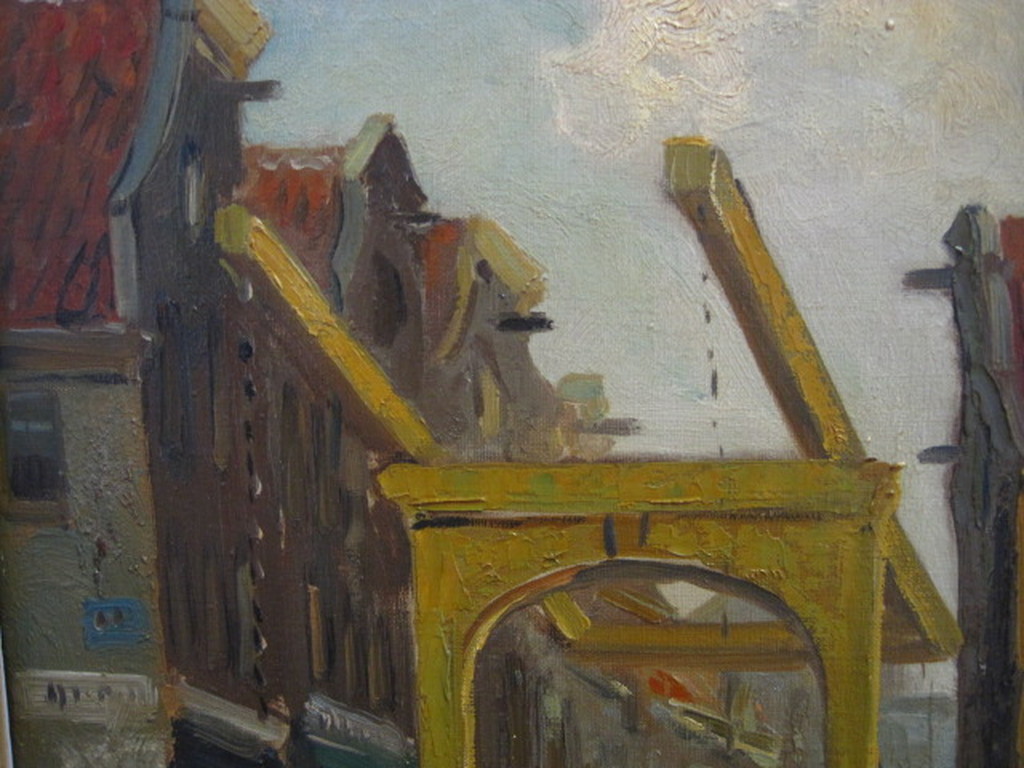 Daan Muehlhaus 1907-1981 olieverf "zonnig Amsterdam de Staalstraat" circa 1940 kopen? Bied vanaf 1!