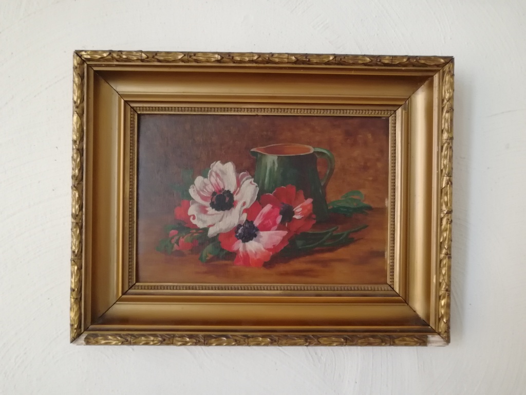 onbekend kunstenaar - olieverf op paneel - stilleven met kruik en bloemen kopen? Bied vanaf 1!