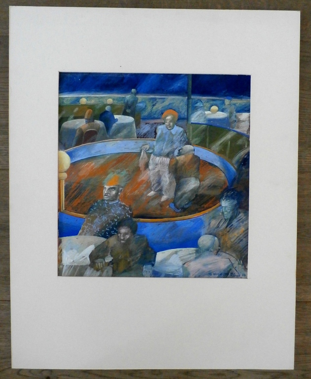 Mick Rooney - Gouache: twee clowns in circus - opdracht:  To Willem- 1977 kopen? Bied vanaf 850!