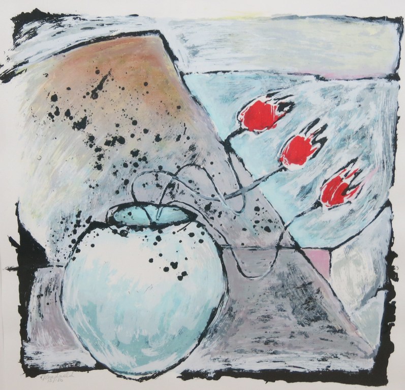 Carla Raadsveld: Litho, Tulpen II - Ingelijst (groot) verkocht voor € 110!