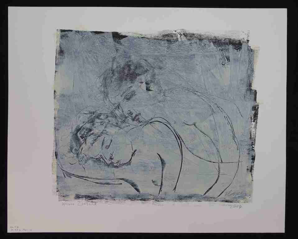 Wim Zurne: Acryl op papier, Slapen verkocht voor € 40!