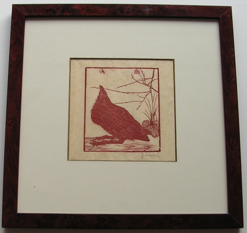 Jan Mankes - Jonge (of zieke) kraai - houtsnede - 1918. verkocht voor € 600!