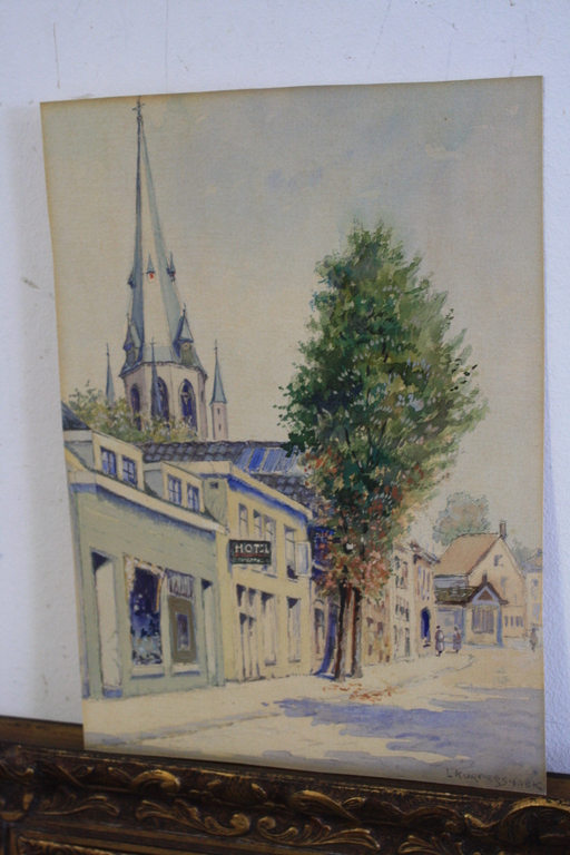 LEO KURPERSHOEK  - AQUAREL STADSGEZICHT kopen? Bied vanaf 1!