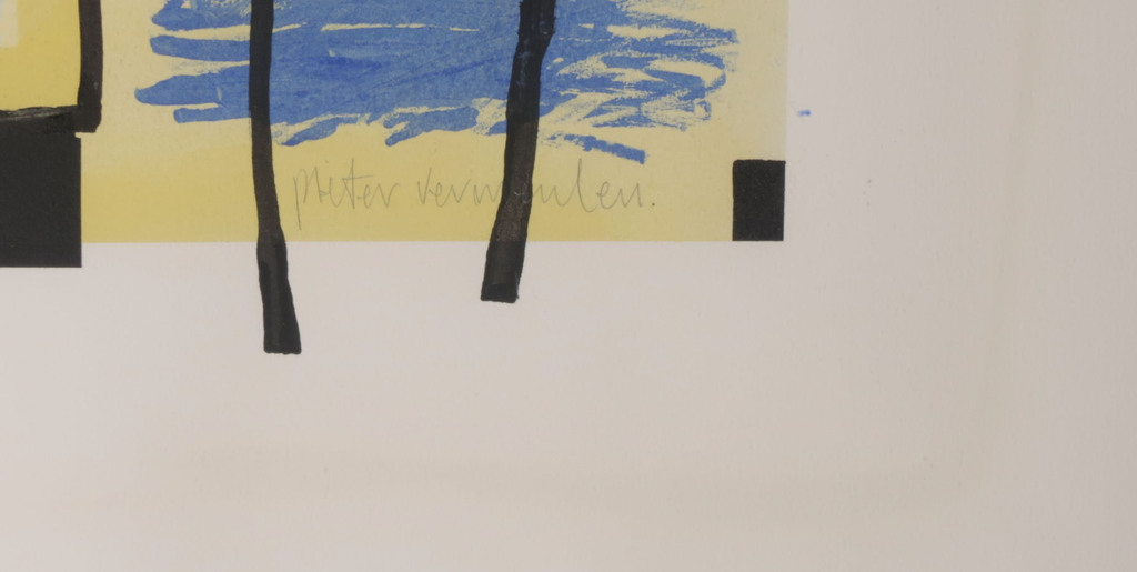 Pieter Vermeulen: Gemengde techniek op papier, Z.T. - Ingelijst kopen? Bied vanaf 1!