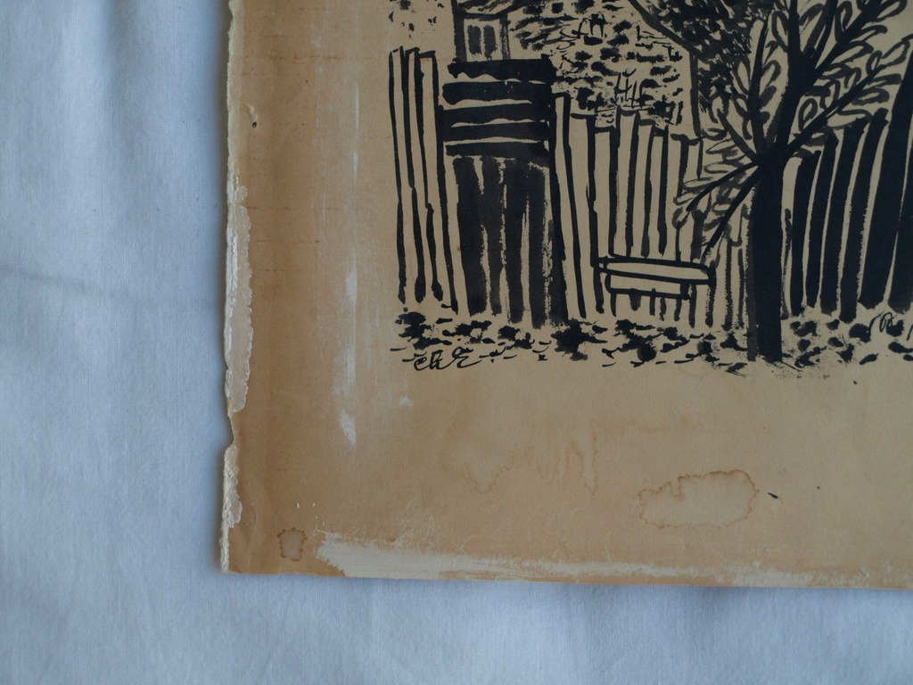 Charles Eyck : Tekening , Huizen – gesigneerd – ca 1935 kopen? Bied vanaf 1!