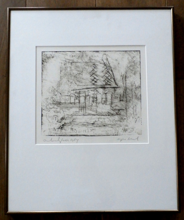 Anton Heyboer - ingelijste ets: huis - 1987 kopen? Bied vanaf 195!