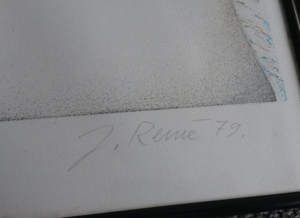 Jörg Remé - Witte figuur met vogel - gesigneerde litho uit 1979, nummer 44/100 kopen? Bied vanaf 25!