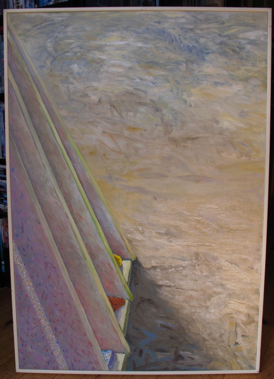 olieverf uit de 70-er jaren van Wim Jonkman, getiteld: Invalshoek kopen? Bied vanaf 1!