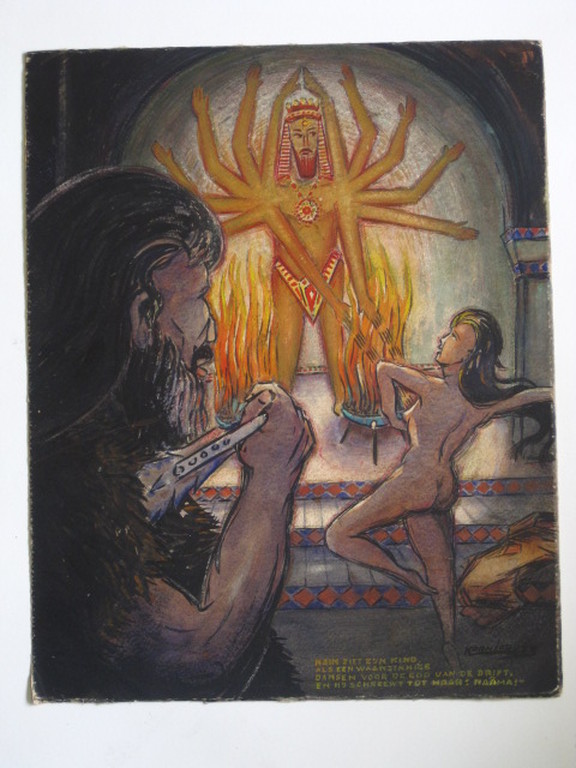 Kornelis Lodder 1892-1987 expressionistisch aquarel " Kain en Naama " gesigneerd kopen? Bied vanaf 1!