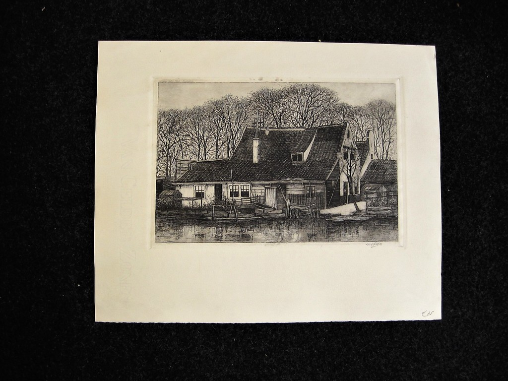 Fraaie gesigneerde Ets "Het oude dorp Sloterdijk bij Amsterdam" omstreeks 1910 kopen? Bied vanaf 1!