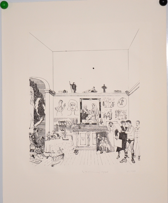 Sipke Huismans: Litho. Figuren in interieur uit 1978 verkocht voor € 35!
