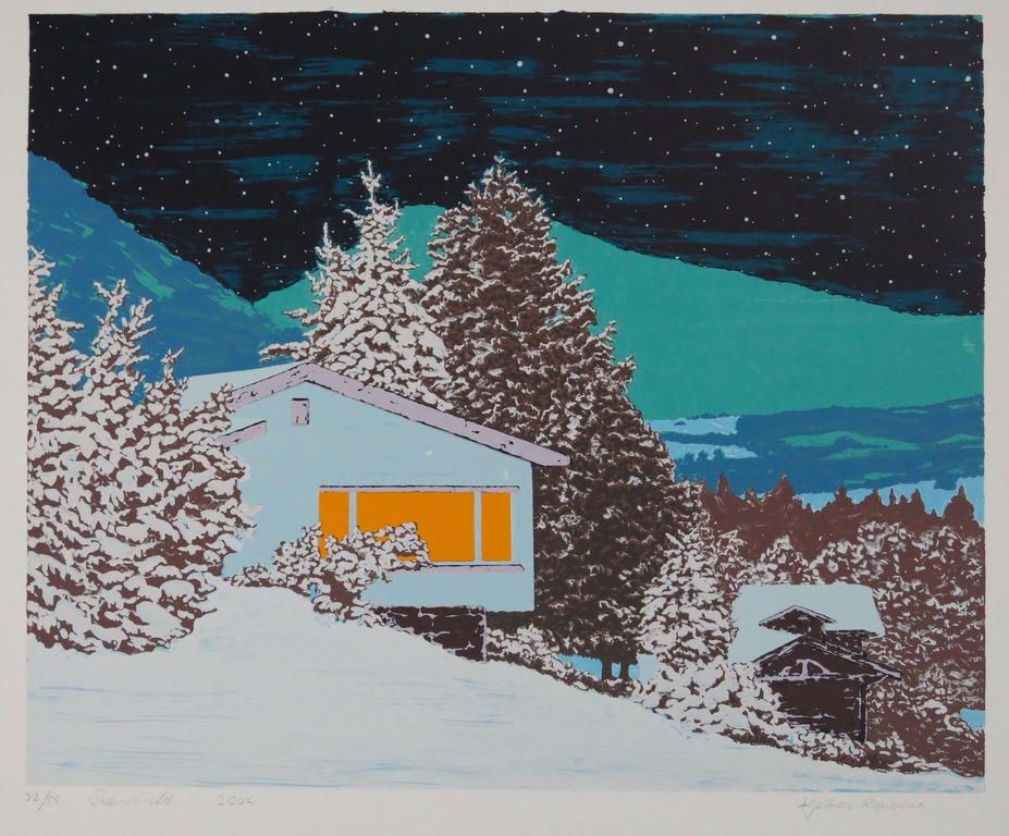 Hjalmar Riemersma: Zeefdruk, Sneeuwnacht kopen? Bied vanaf 20!