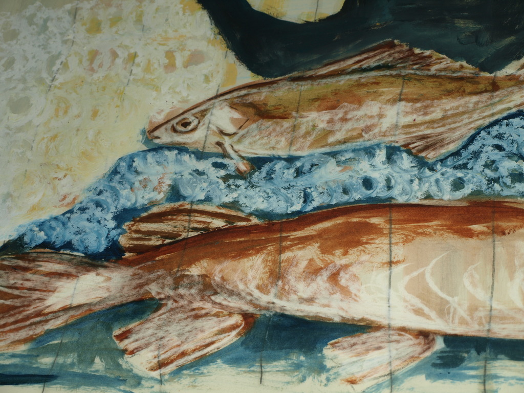 Nicola Rozemeijer : Acrylverf op papier – Vissen – Gesigneerd & ingelijst - 1997 kopen? Bied vanaf 1!
