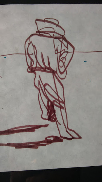 Herman Brood tekening, cowboy, ingelijst verkocht voor € 100!