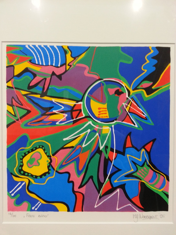 Marianne Nearebout zeefdruk op papier in zwarte aluminium lijst,  kopen? Bied vanaf 50!