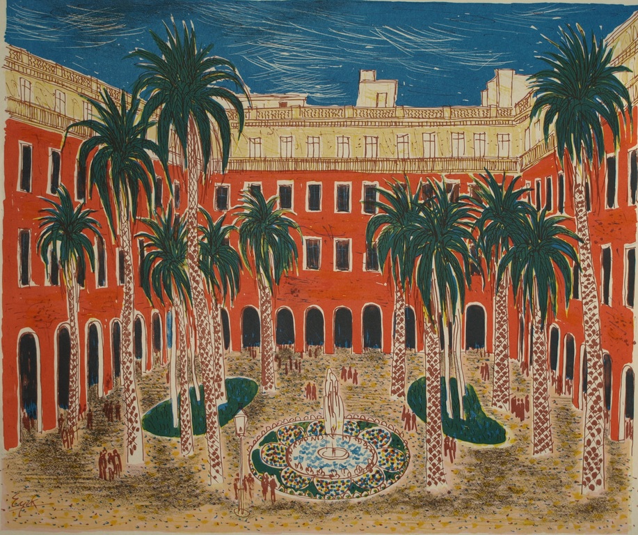 CHARLES EYCK (1897-1983) – Kleurenlitho – Patio – Gesigneerd – 1947 verkocht voor € 80!